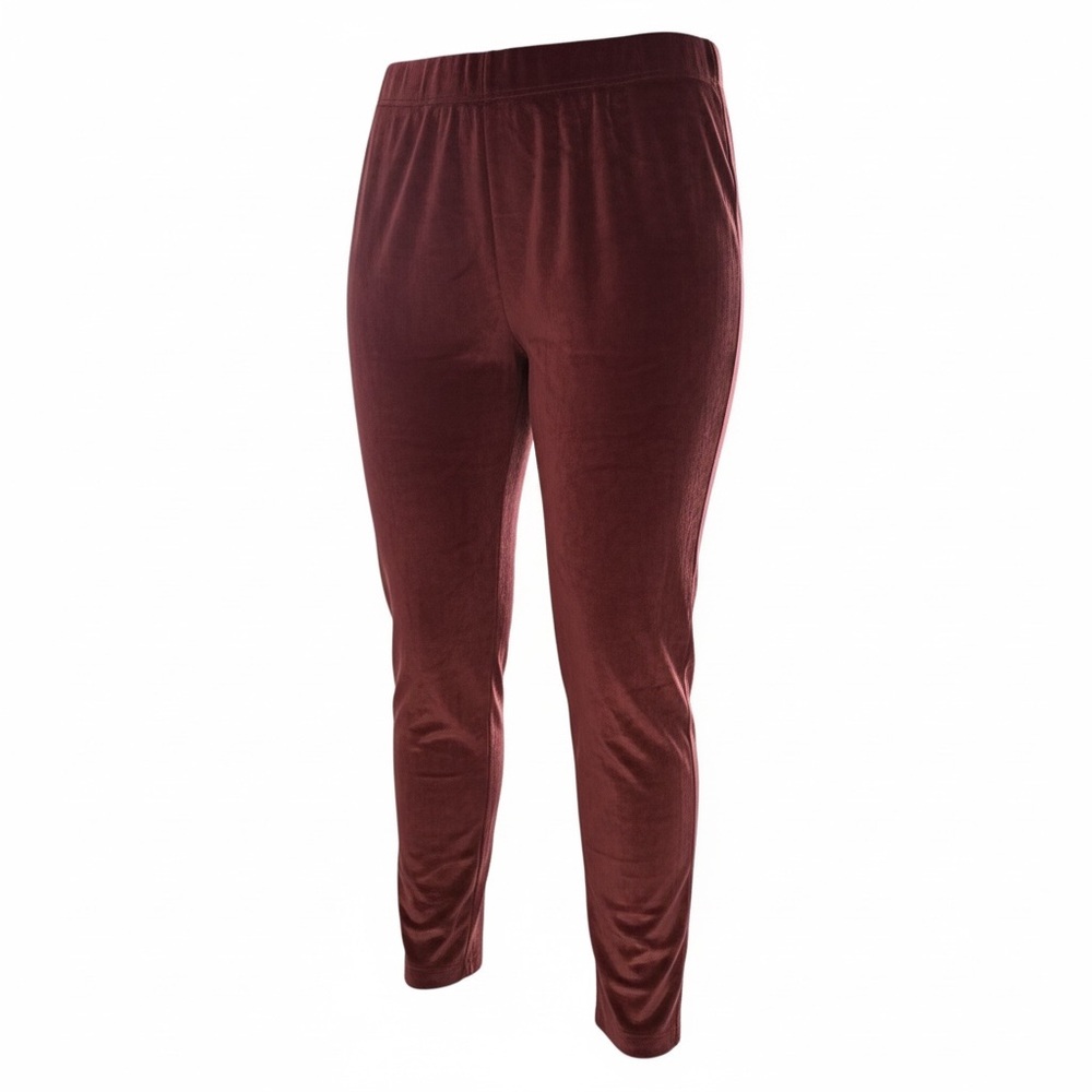 Old Navy Womens 3X Velour Leggings Burgundy Hi Rise Ankle Waist 21.5” Inseam 27”